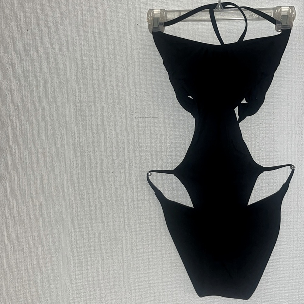 Juniors' Strappy Cut Out One Piece Swimsuit - Xhilaration Black S